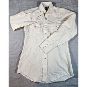 Vintage Fenton Western Shirt Men's 34 White Long Tail Pearl Snap Rodeo Cowboy